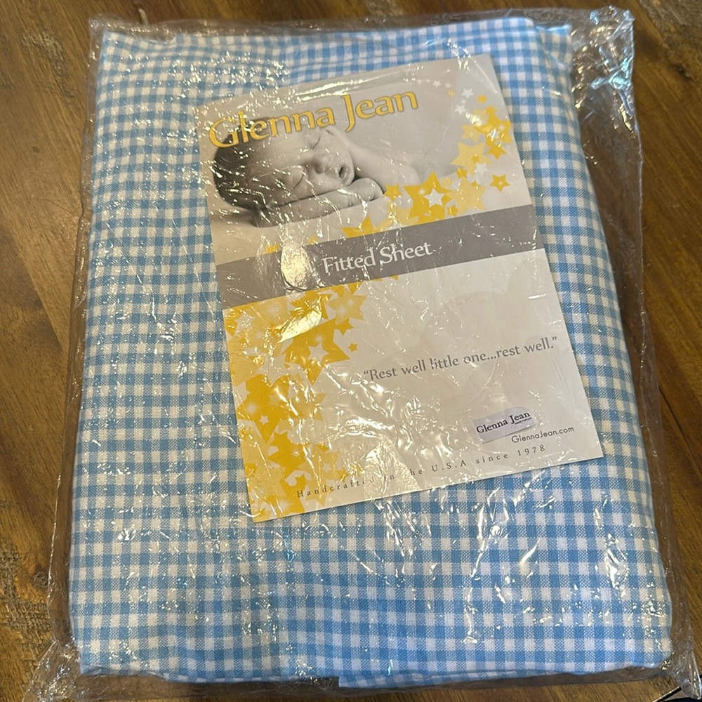 Glenna Jean fitted crib sheet, blue and white checkered